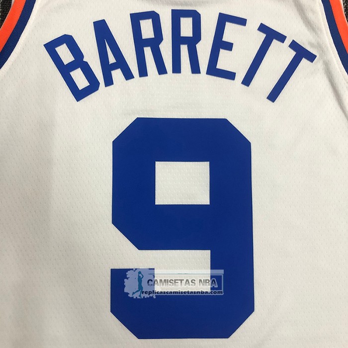 Camiseta New York Knicks RJ Barrett NO 9 75th Anniversary Blanco